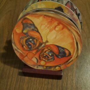 Orange and Blue Butterfly Coaster Set